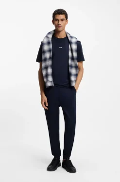 Cotton-terry tracksuit bottoms with logo patch