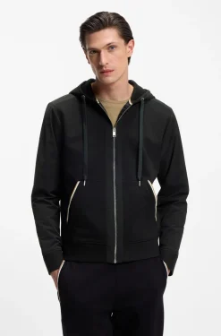 Cotton-terry zip-up hoodie with signature-stripe trims