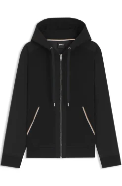 Cotton-terry zip-up hoodie with signature-stripe trims