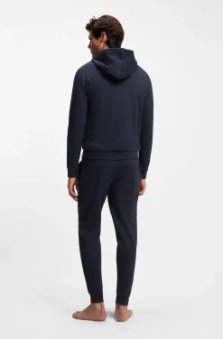 Cotton-terry zip-up hoodie with stripes and logo