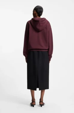 Cotton-terry zip-up hoodie with stacked-logo embroidery