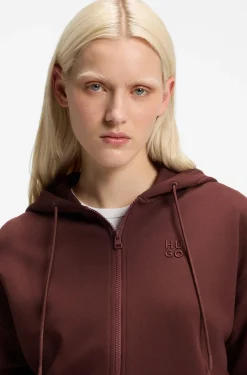 Cotton-terry zip-up hoodie with stacked-logo embroidery