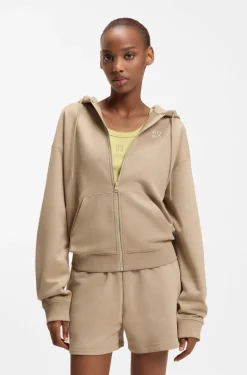 Cotton-terry zip-up hoodie with stacked-logo embroidery