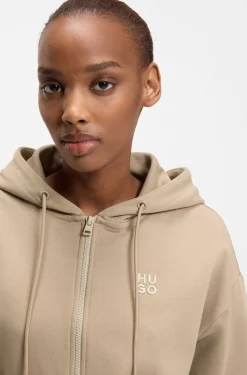 Cotton-terry zip-up hoodie with stacked-logo embroidery