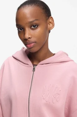 Cotton-terry zip-up hoodie with embossed logos