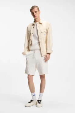 Cotton-towelling shorts with leopard jacquard