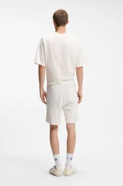 Cotton-towelling shorts with leopard jacquard