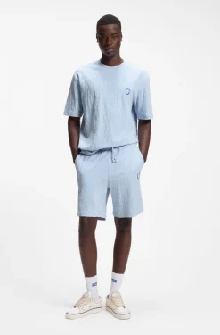 Cotton-towelling shorts with leopard jacquard