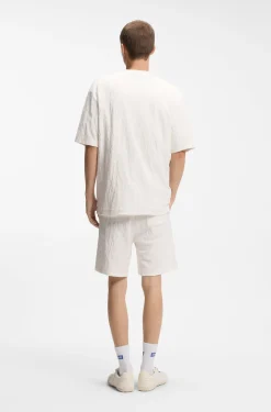 Cotton-towelling T-shirt with Happy HUGO