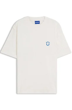 Cotton-towelling T-shirt with Happy HUGO