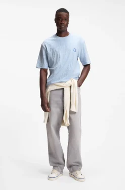 Cotton-towelling T-shirt with Happy HUGO
