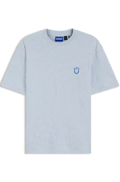 Cotton-towelling T-shirt with Happy HUGO