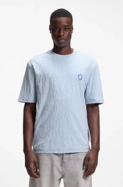 Cotton-towelling T-shirt with Happy HUGO