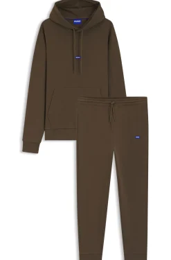 Cotton tracksuit set with blue logo patch