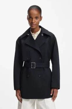 Cotton trench coat with buckled belt