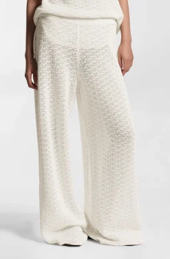 Cotton trousers with micro-lace structure