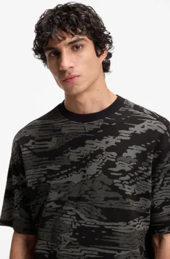 Cotton T-shirt with camouflage jacquard
