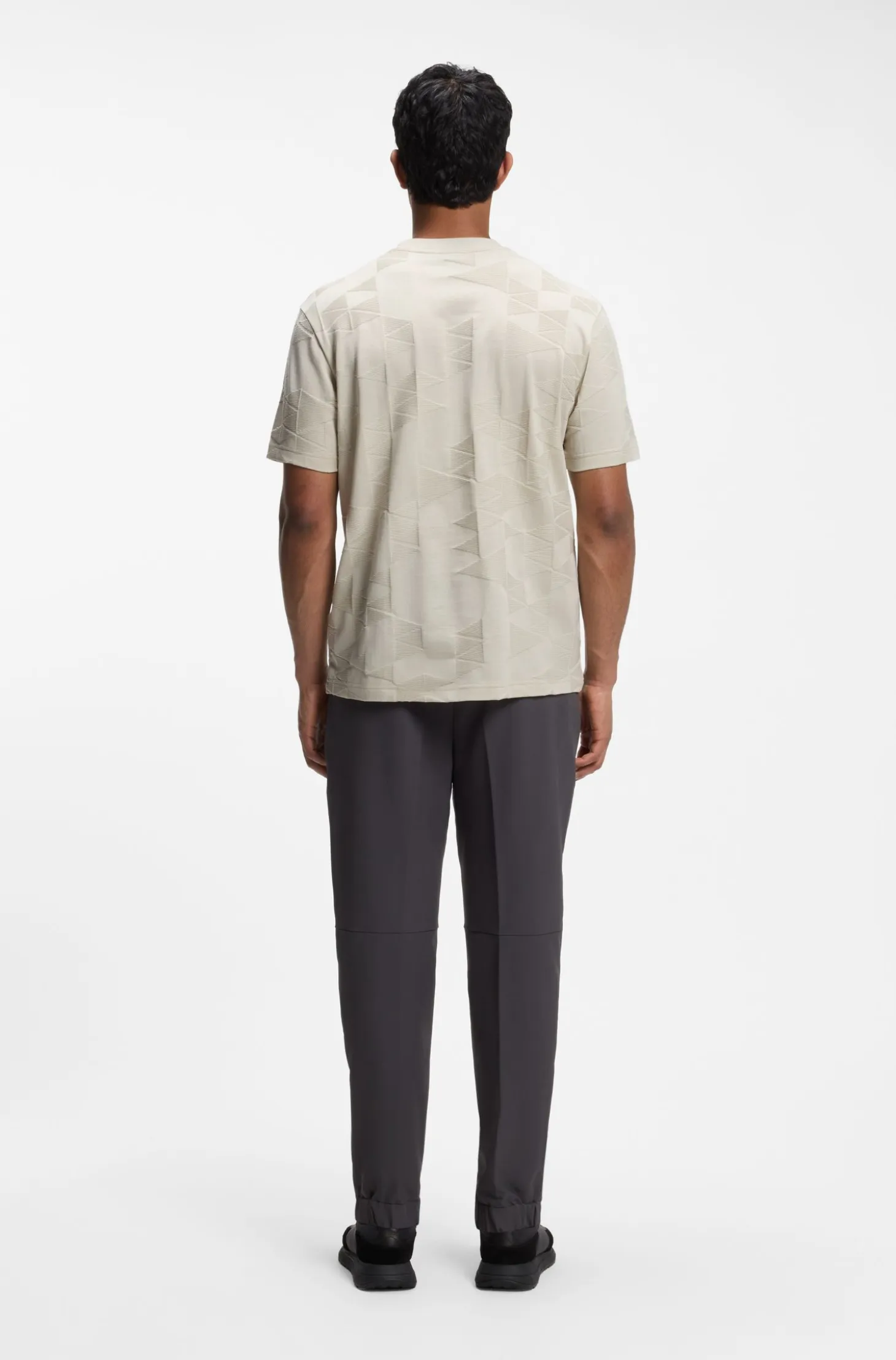 Cotton T-shirt with 3D-jacquard pattern