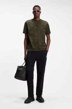 Cotton T-shirt with 3D-jacquard pattern