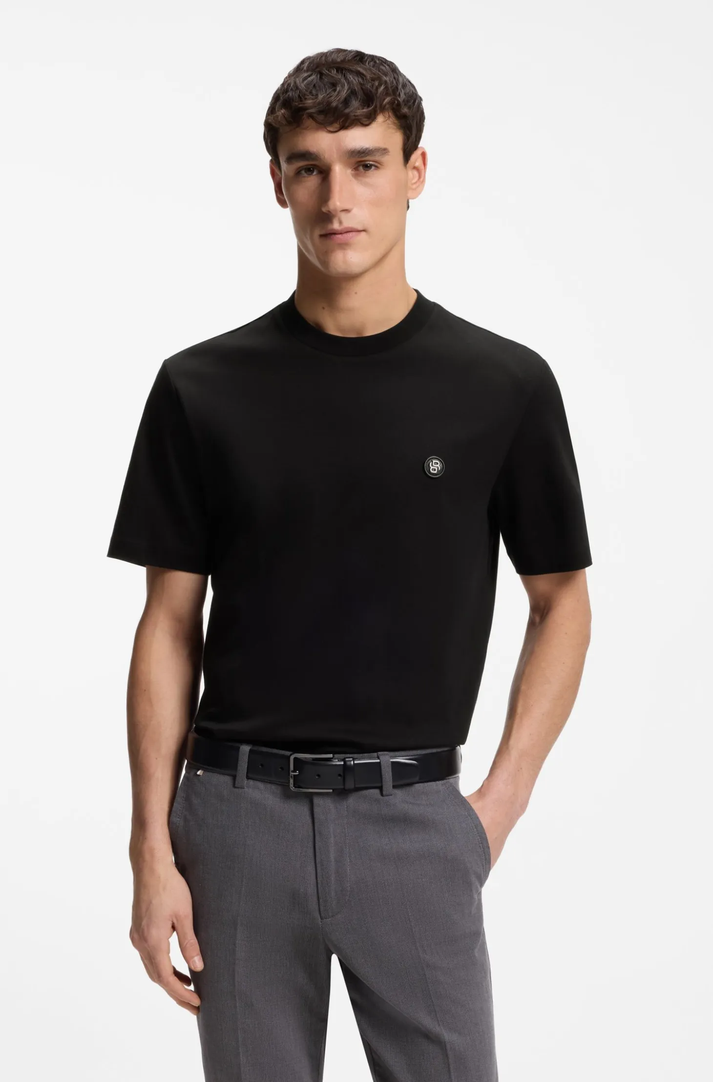Cotton T-shirt with Double-B-monogram badge