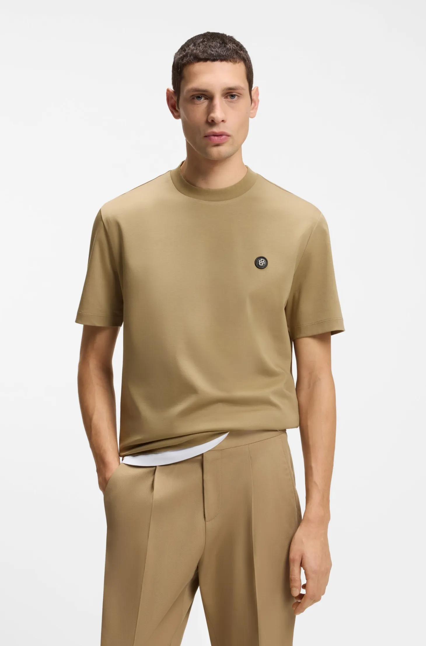 Cotton T-shirt with Double-B-monogram badge