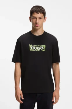 Cotton T-shirt with embroidered logo artwork