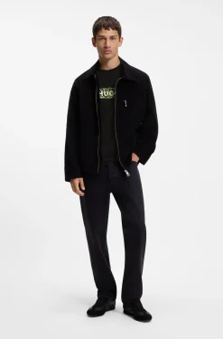 Cotton T-shirt with embroidered logo artwork