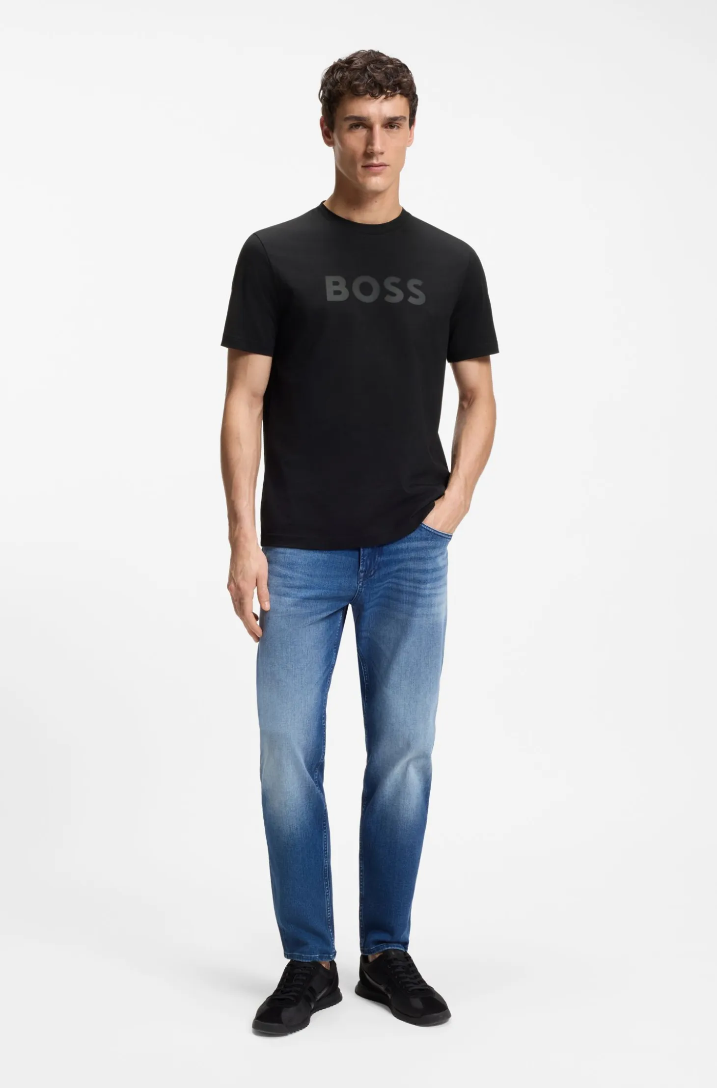 Cotton T-shirt with large tonal logo