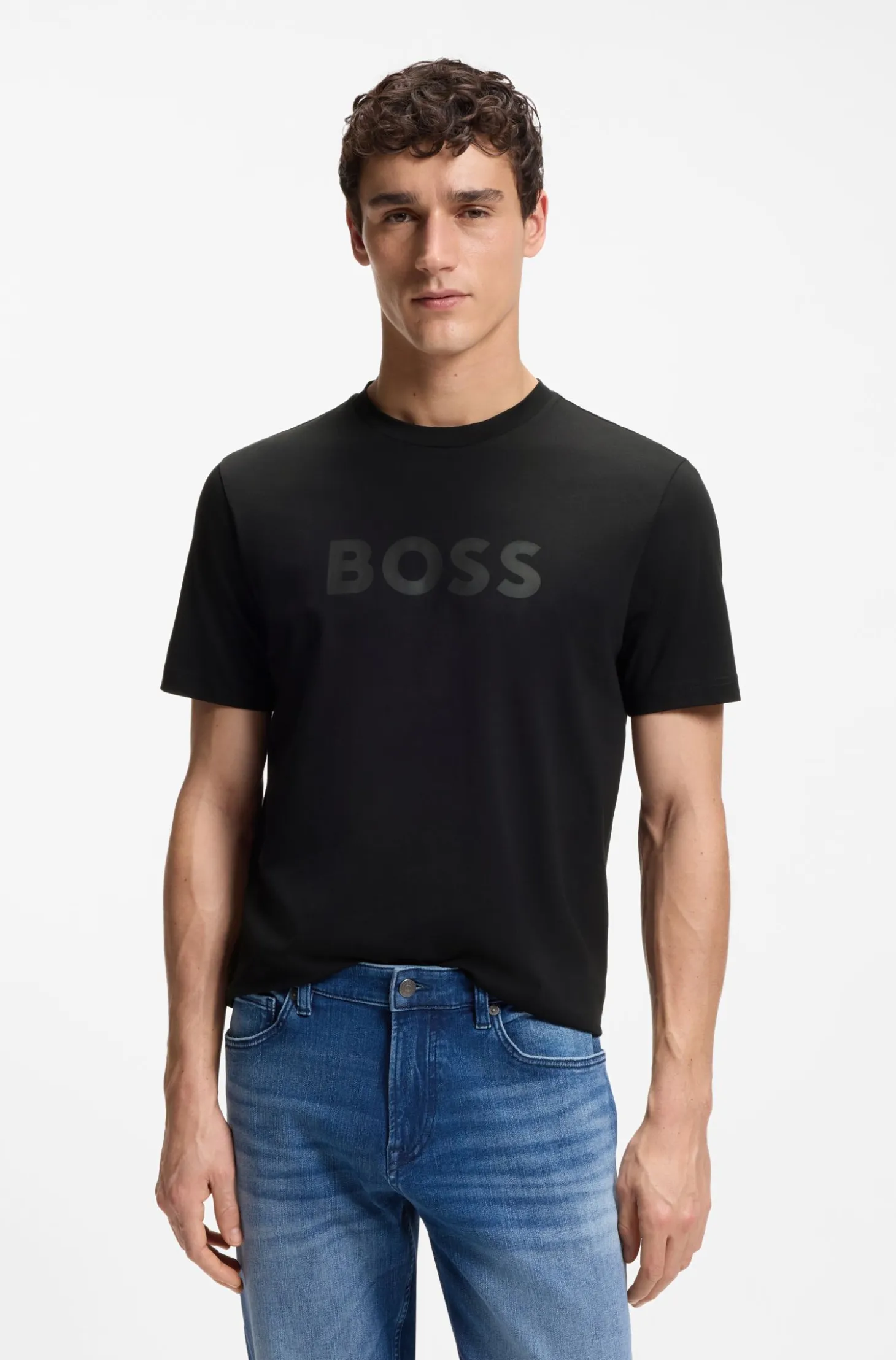 Cotton T-shirt with large tonal logo