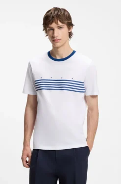 Cotton T-shirt with printed stripes