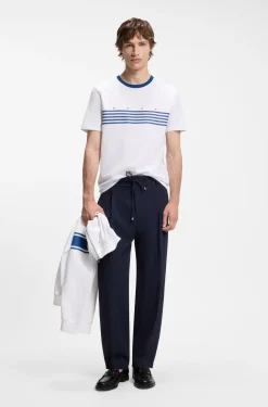 Cotton T-shirt with printed stripes