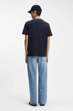 Cotton T-shirt with printed stripes