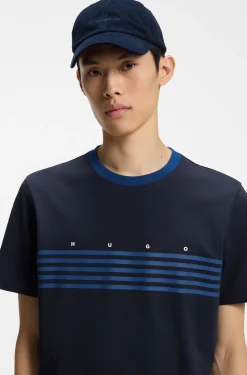 Cotton T-shirt with printed stripes