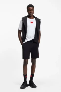 Cotton T-shirt with red woven logo label