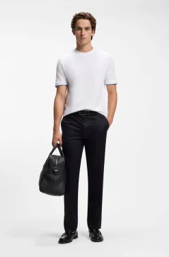 Cotton T-shirt with tipped sleeve cuffs