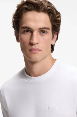 Cotton T-shirt with tipped sleeve cuffs