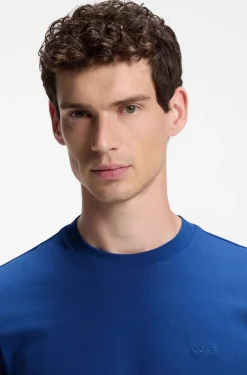 Cotton T-shirt with tipped sleeve cuffs