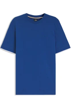 Cotton T-shirt with tipped sleeve cuffs