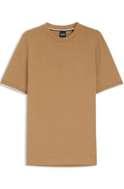 Cotton T-shirt with tipped sleeve cuffs