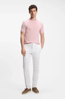 Cotton T-shirt with tipped sleeve cuffs