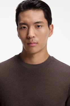 Cotton T-shirt with two-tone piqué structure