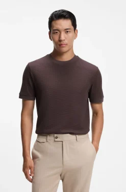 Cotton T-shirt with two-tone piqué structure