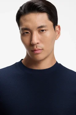 Cotton T-shirt with two-tone piqué structure