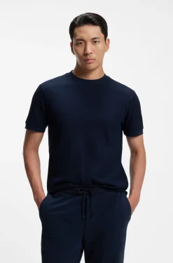 Cotton T-shirt with two-tone piqué structure