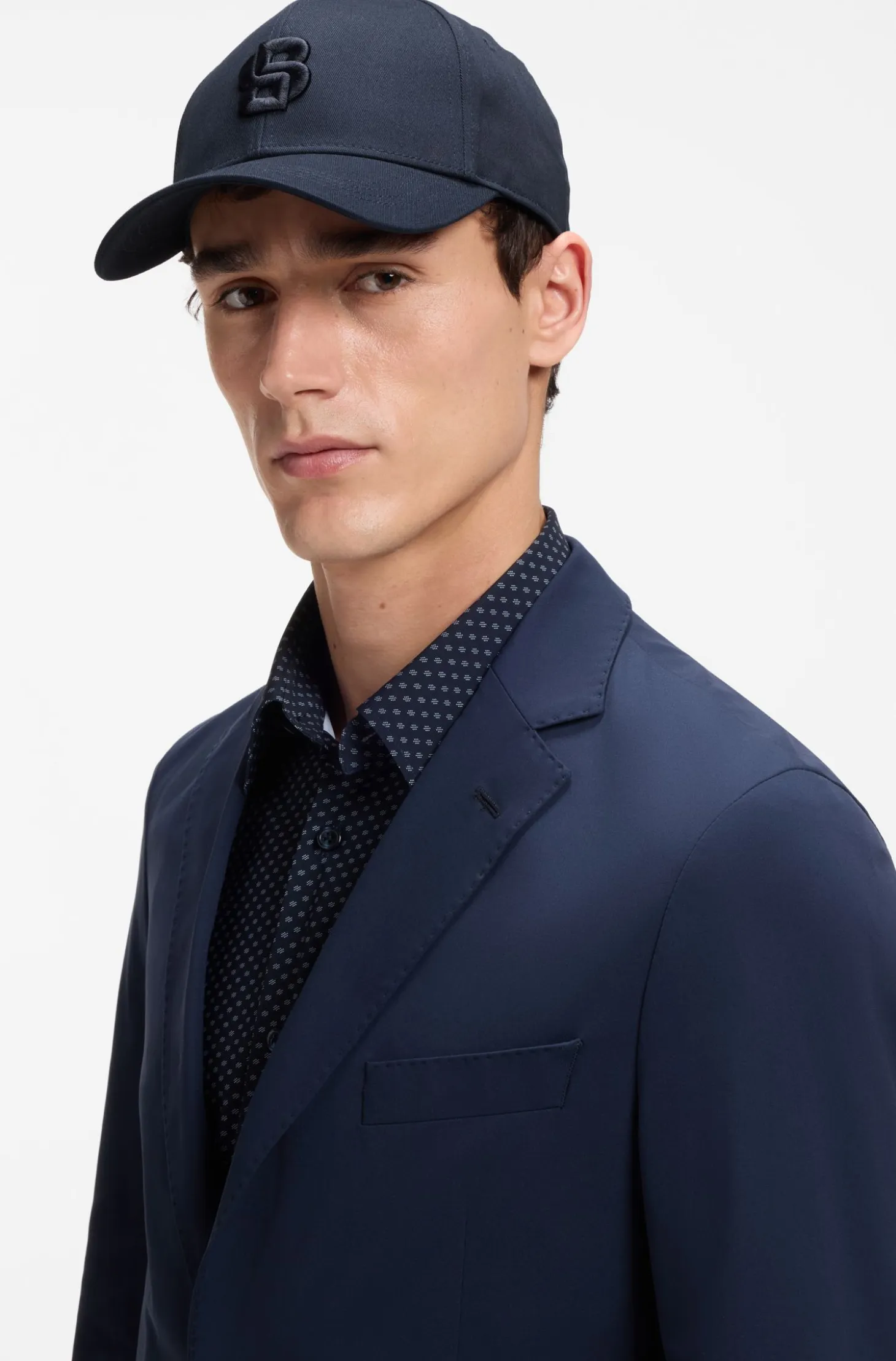 Cotton-twill cap with embroidered Double B monogram