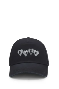 Cotton-twill cap with heart branding