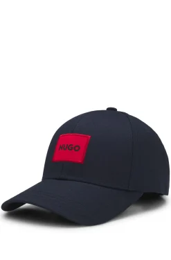 Cotton-twill cap with red logo label