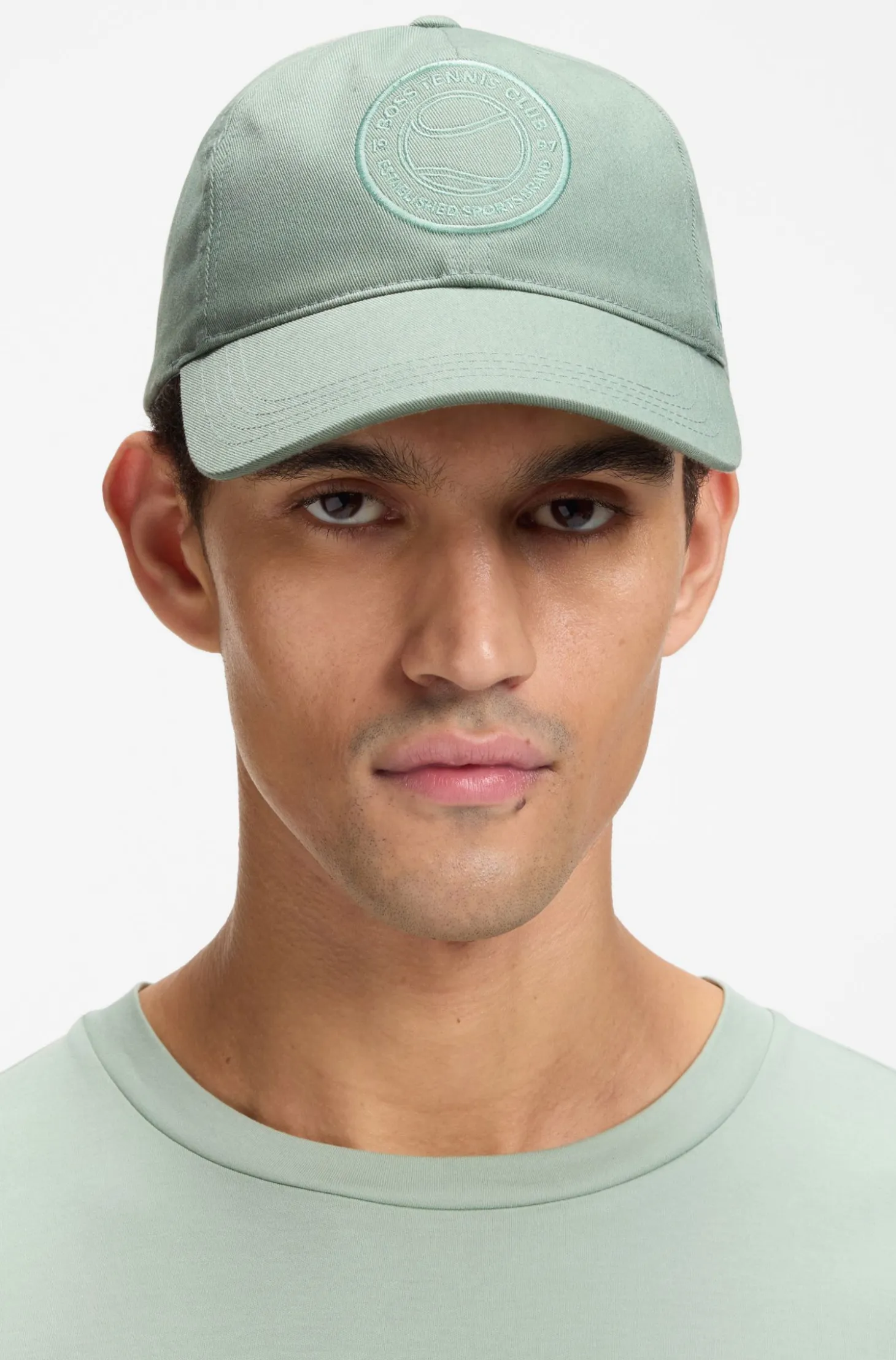 Cotton-twill cap with tennis-theme logo embroidery