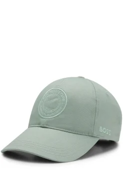 Cotton-twill cap with tennis-theme logo embroidery