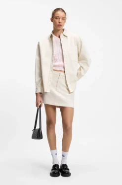 Cotton-twill mini skirt with Happy HUGO logo